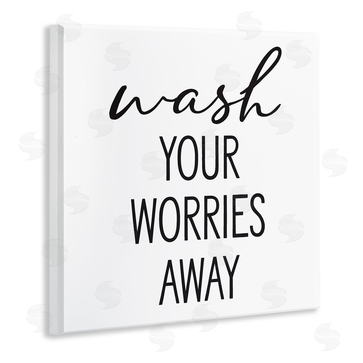 Lettered and Lined Wash Your Worries Away Casual Bathroom Typography Wooden Wall Plaque Art Print