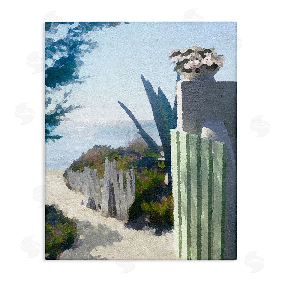 Noah Bay Beach Shore Boardwalk Summer Ocean Sandy Breeze Stretched Canvas Wall Art Print