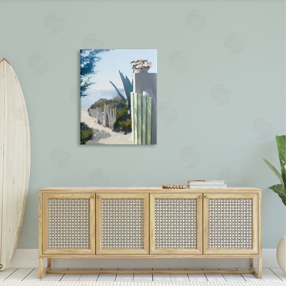 Noah Bay Beach Shore Boardwalk Summer Ocean Sandy Breeze Canvas Wall Art Print in Room