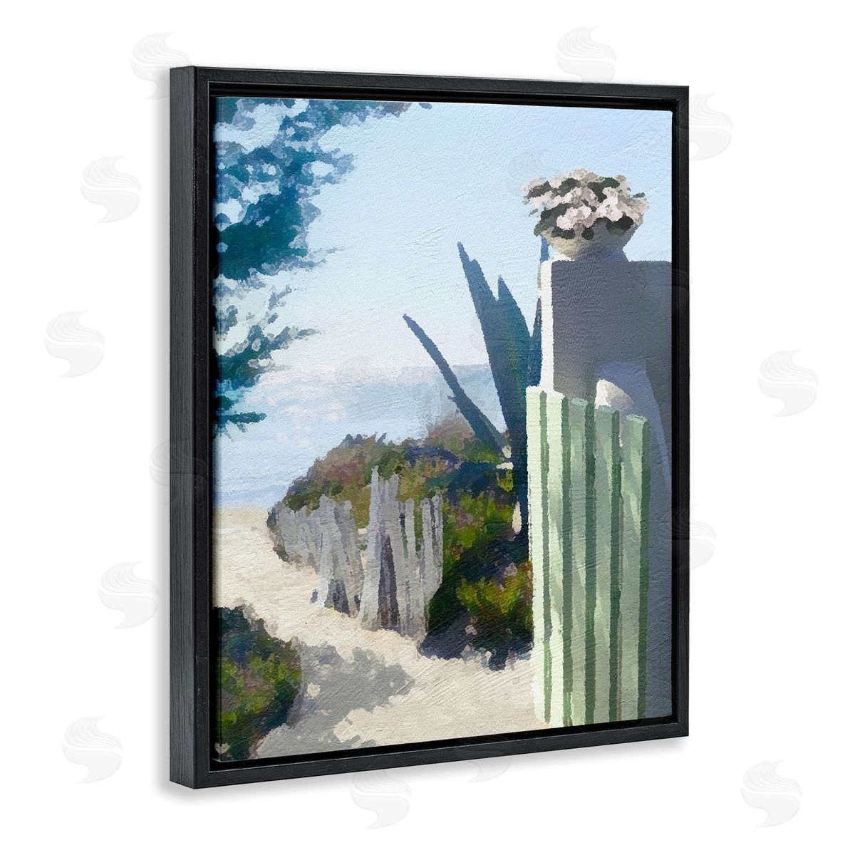Noah Bay Beach Shore Boardwalk Summer Ocean Sandy Breeze Black Floating Frame Canvas Wall Art Print
