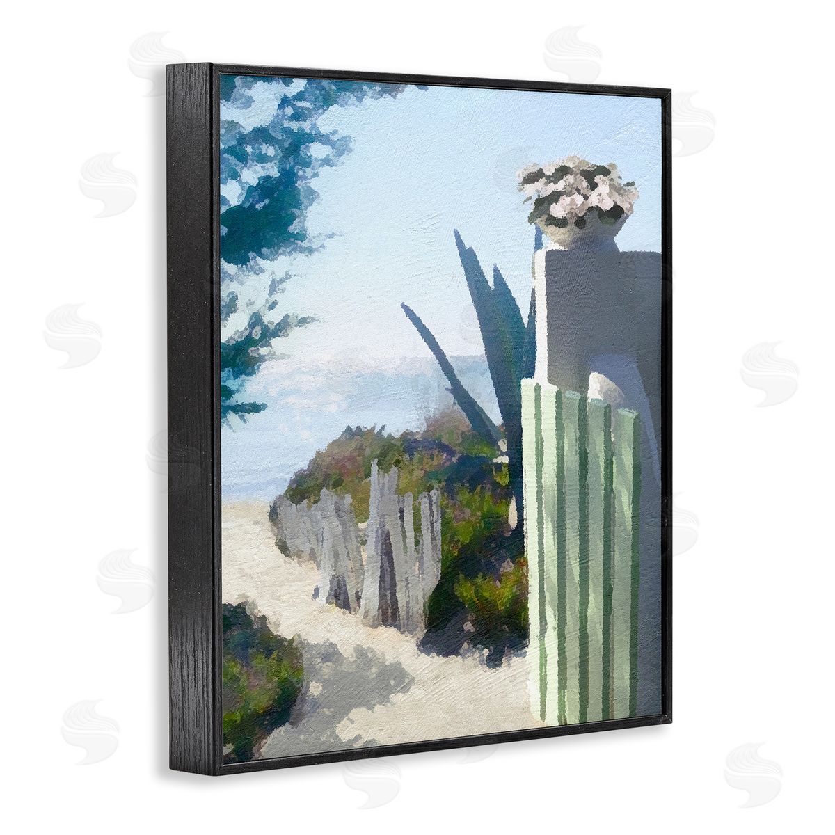 Noah Bay Beach Shore Boardwalk Summer Ocean Sandy Breeze Black Framed Giclee Wall Art Print