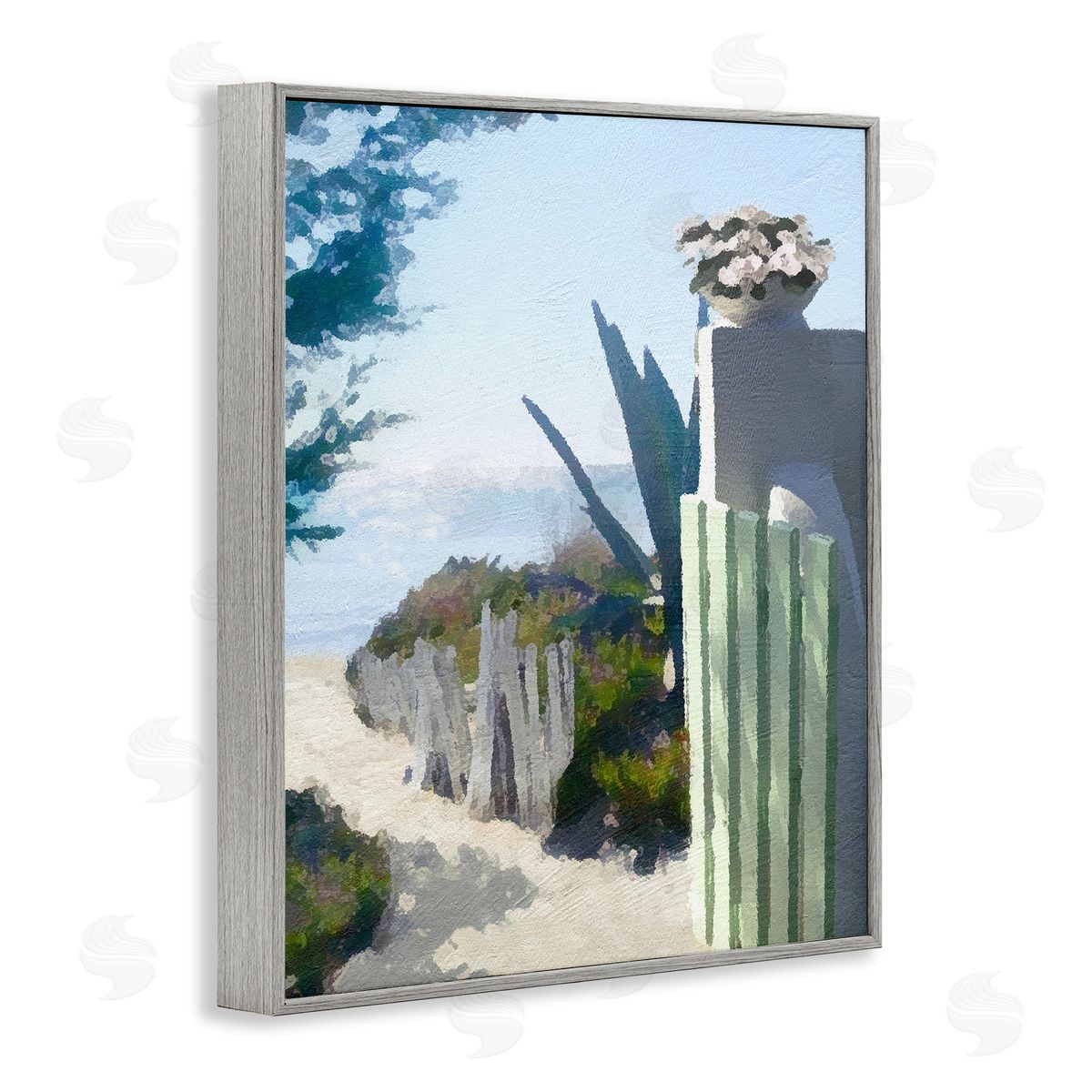 Noah Bay Beach Shore Boardwalk Summer Ocean Sandy Breeze Gray Framed Giclee Wall Art Print