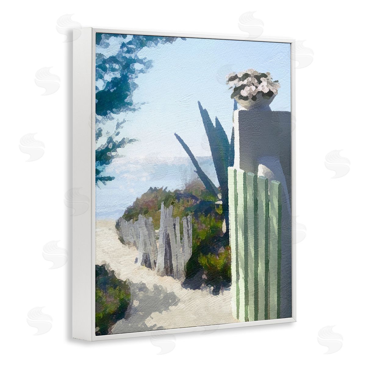Noah Bay Beach Shore Boardwalk Summer Ocean Sandy Breeze White Framed Giclee Wall Art Print