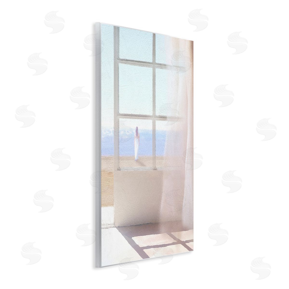 Noah Bay Soothing Beach Sunlight Woman Waiting Shoreline Window Wall Plaque Art Print