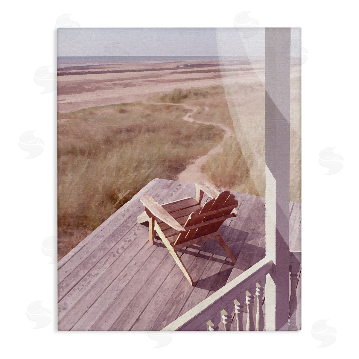 Noah Bay Lone Lounge Chair Rural Beach Grass Porch Stretched Canvas Wall Art Print
