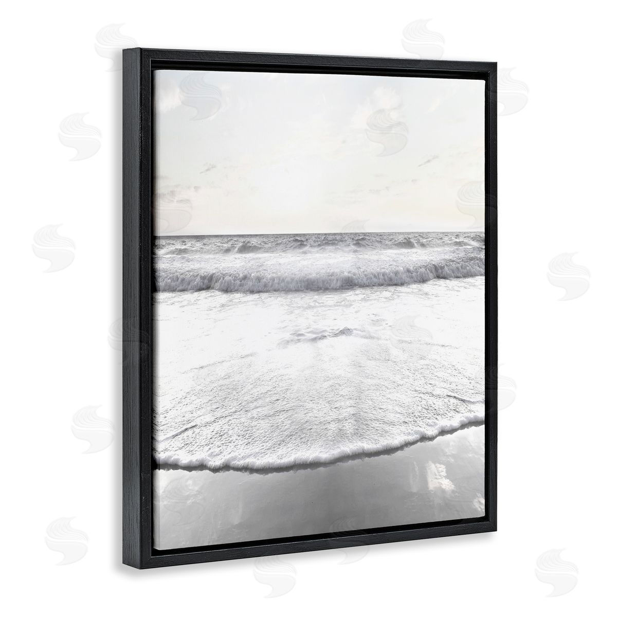 Natalie Carpentieri Ocean Water Waves Rushing Shoreline Sunny Scene Black Floating Frame Canvas Wall Art Print
