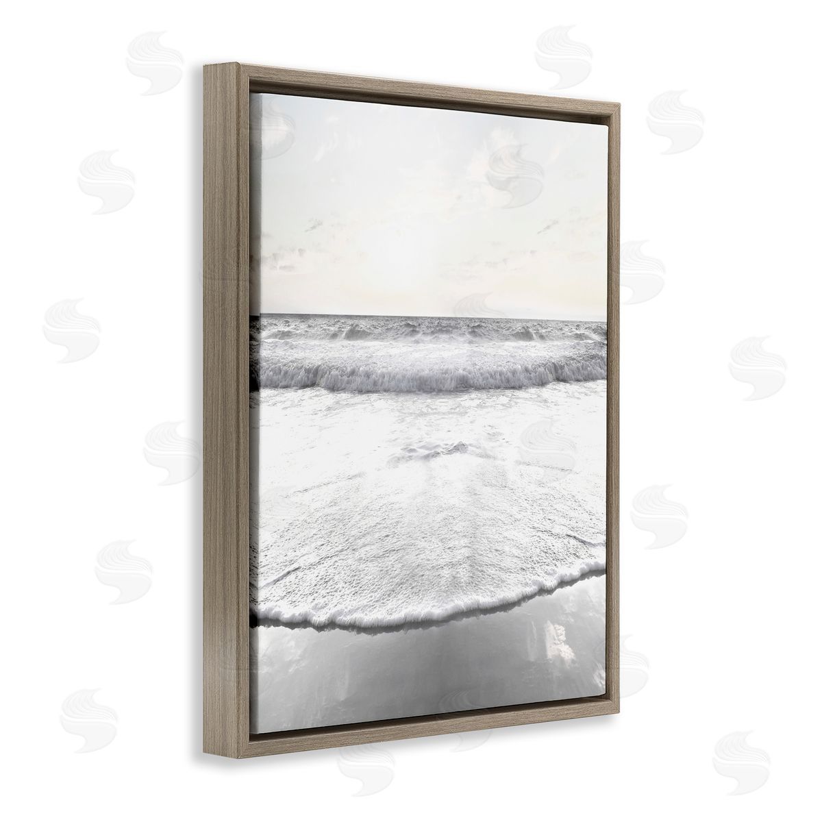 Natalie Carpentieri Ocean Water Waves Rushing Shoreline Sunny Scene Brown Floating Frame Canvas Wall Art Print