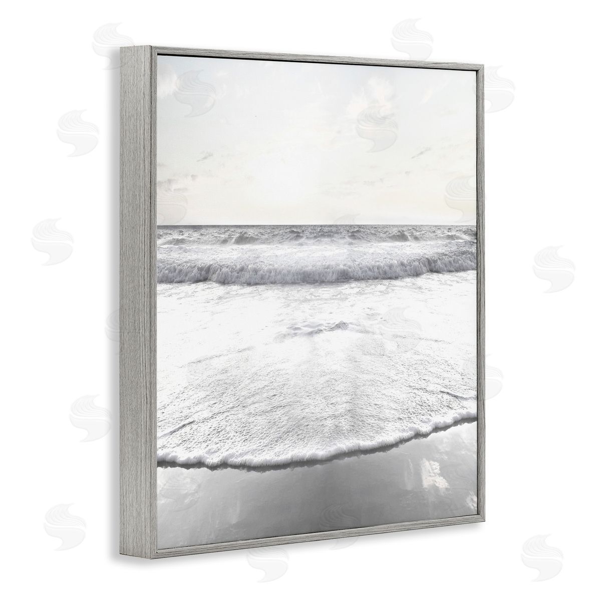 Natalie Carpentieri Ocean Water Waves Rushing Shoreline Sunny Scene Gray Framed Giclee Wall Art Print