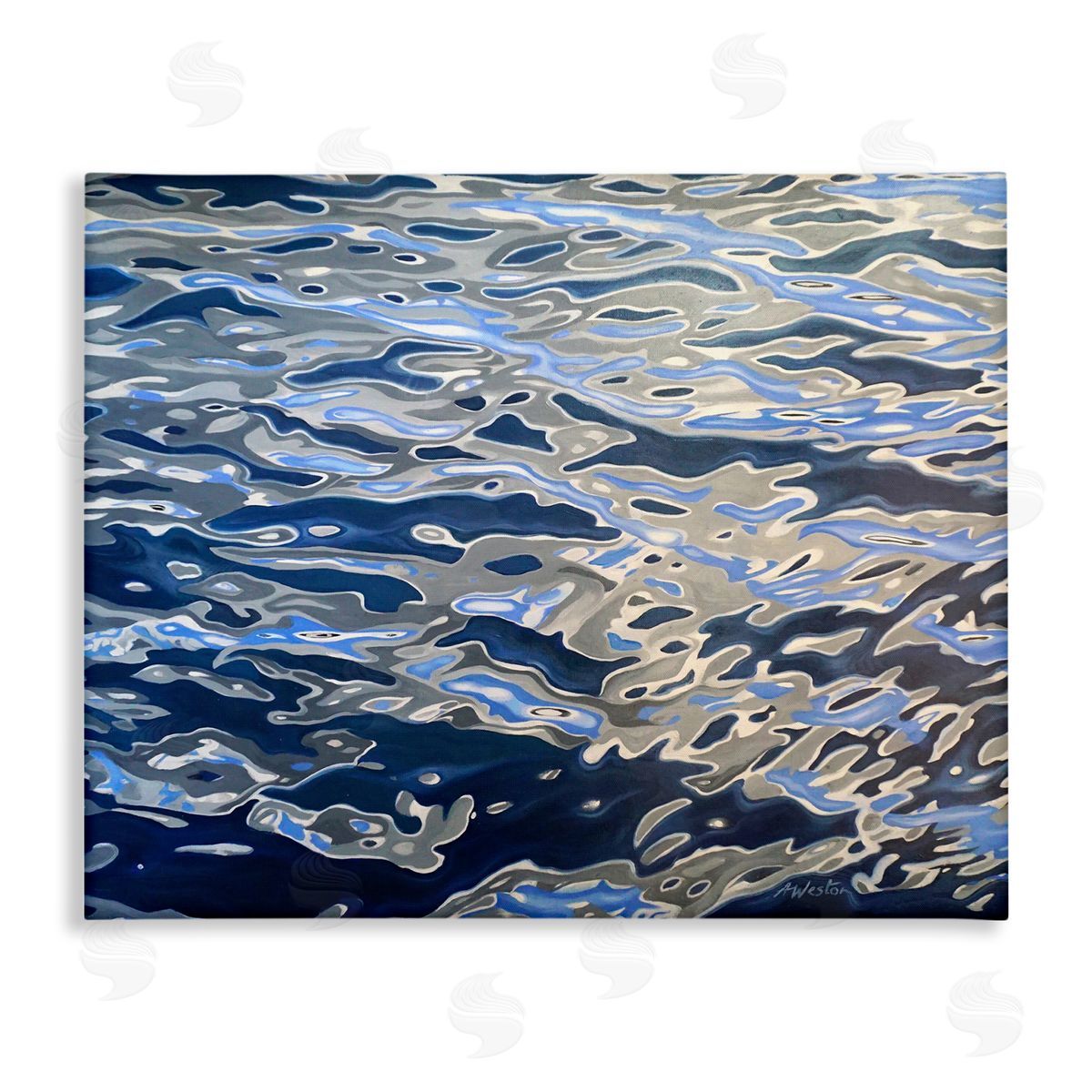 Alan Weston Abstract Ocean Water Ripples Catching Sunlight  Stretched Canvas Wall Art Print