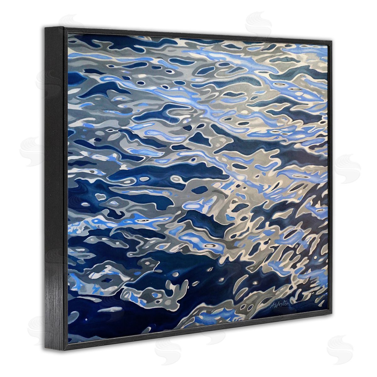 Alan Weston Abstract Ocean Water Ripples Catching Sunlight  Black Framed Giclee Wall Art Print