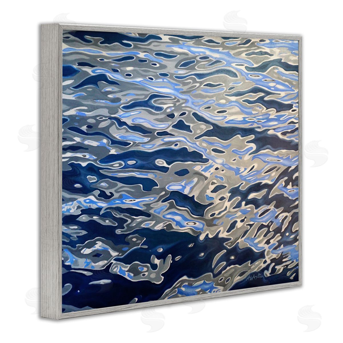 Alan Weston Abstract Ocean Water Ripples Catching Sunlight  Gray Framed Giclee Wall Art Print