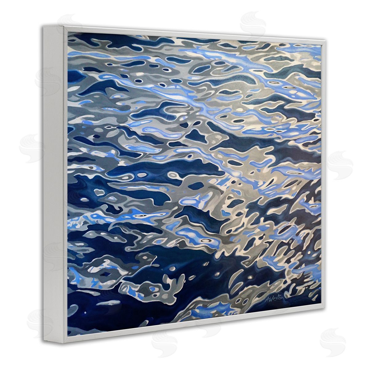 Alan Weston Abstract Ocean Water Ripples Catching Sunlight  White Framed Giclee Wall Art Print