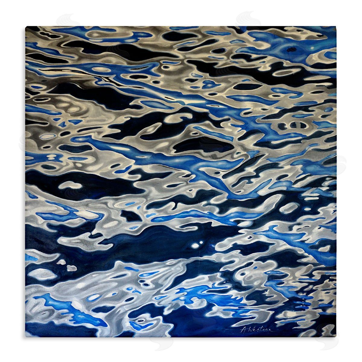 Alan Weston Abstract Water Waves Ripples Modern Deep Sea Stretched Canvas Wall Art Print