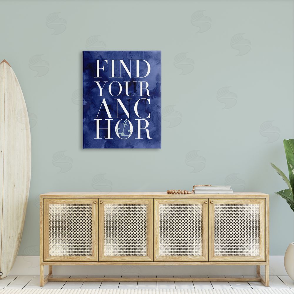 Stupell Studio Find Your Anchor Ocean Theme Anchor Text Canvas Wall Art Print in Room
