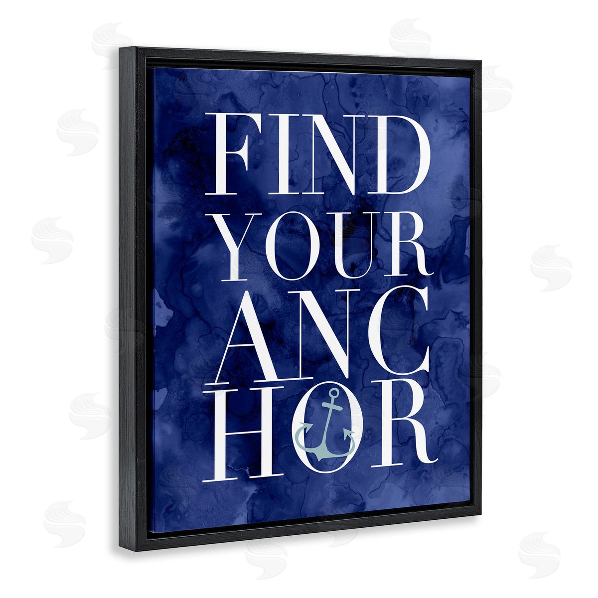 Stupell Studio Find Your Anchor Ocean Theme Anchor Text Black Floating Frame Canvas Wall Art Print