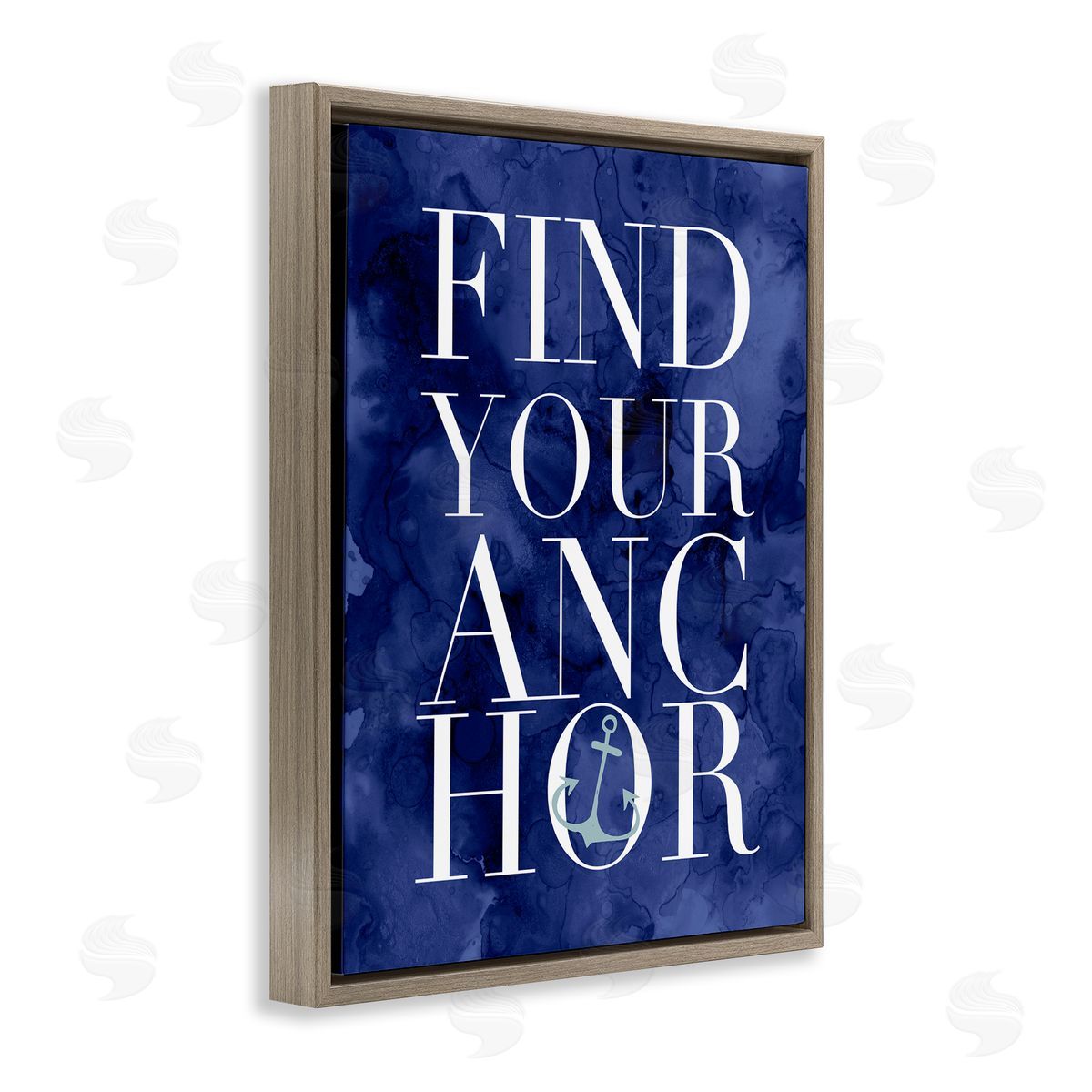 Stupell Studio Find Your Anchor Ocean Theme Anchor Text Brown Floating Frame Canvas Wall Art Print