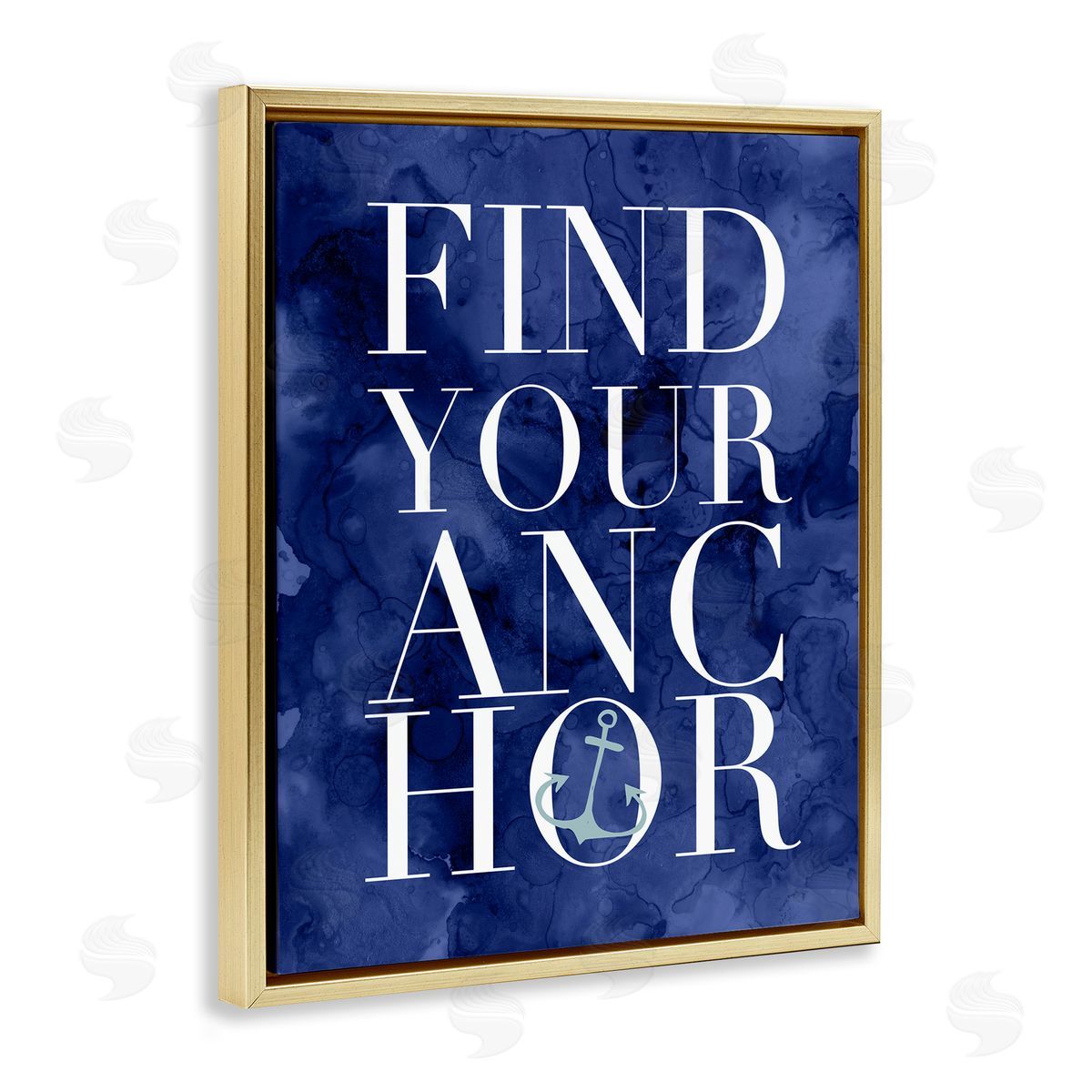 Stupell Studio Find Your Anchor Ocean Theme Anchor Text Gold Floating Frame Canvas Wall Art Print