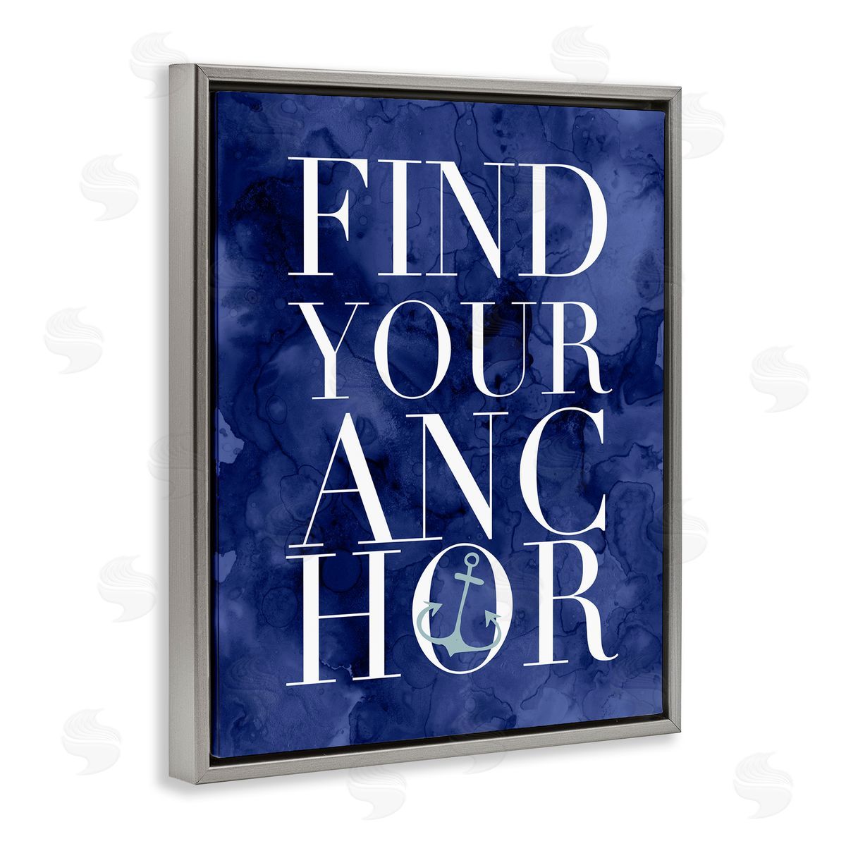 Stupell Studio Find Your Anchor Ocean Theme Anchor Text Gray Floating Frame Canvas Wall Art Print