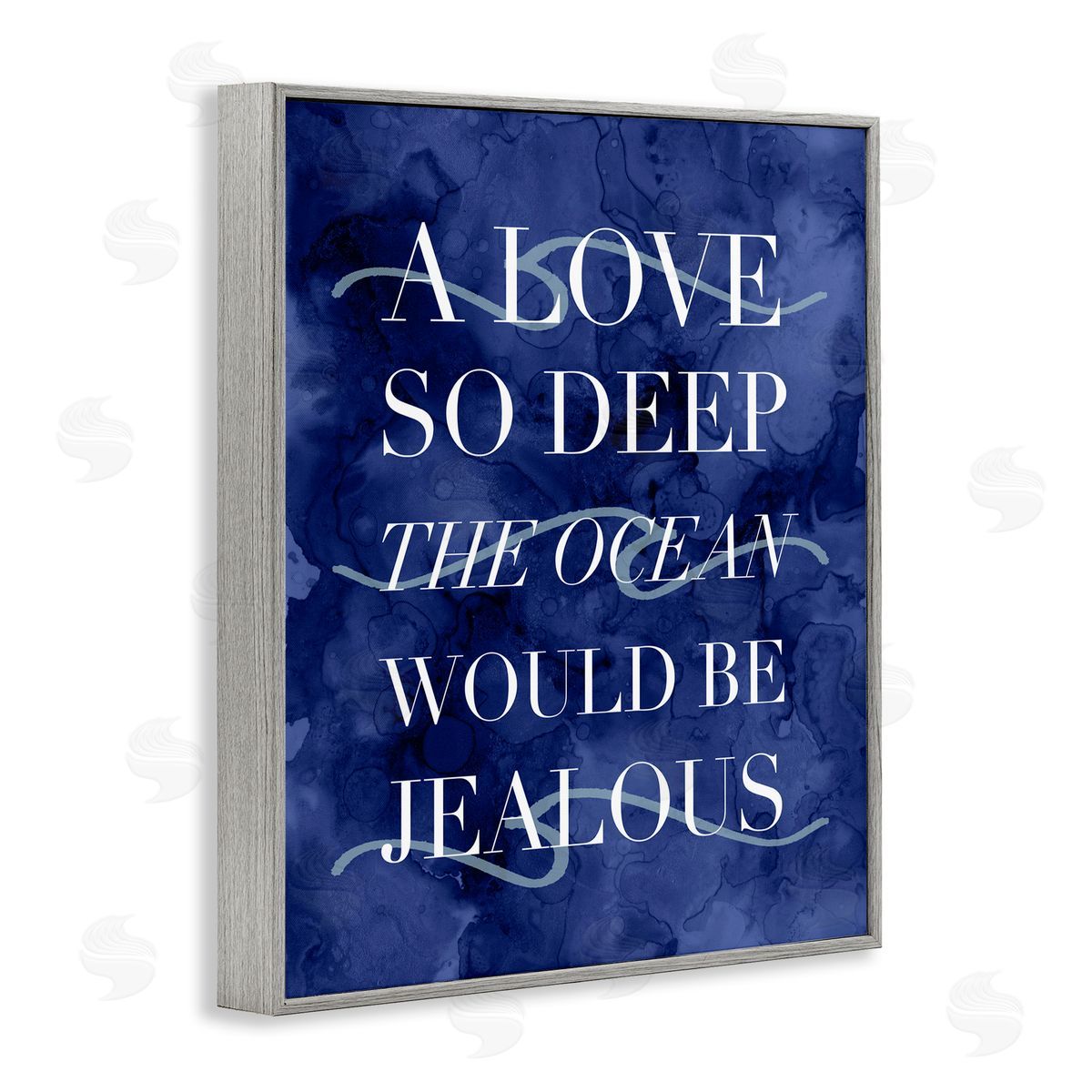 Stupell Studio Romanic Ocean Love Serif Text Watery  Gray Framed Giclee Wall Art Print