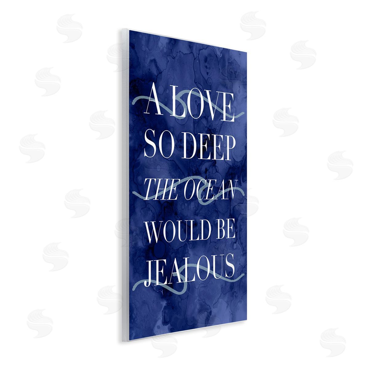 Stupell Studio Romanic Ocean Love Serif Text Watery  Wall Plaque Art Print