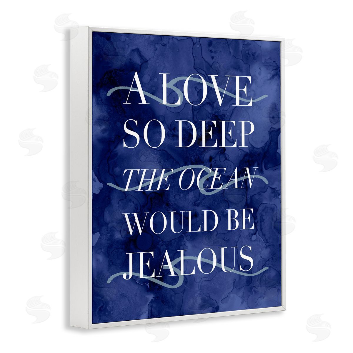 Stupell Studio Romanic Ocean Love Serif Text Watery  White Framed Giclee Wall Art Print