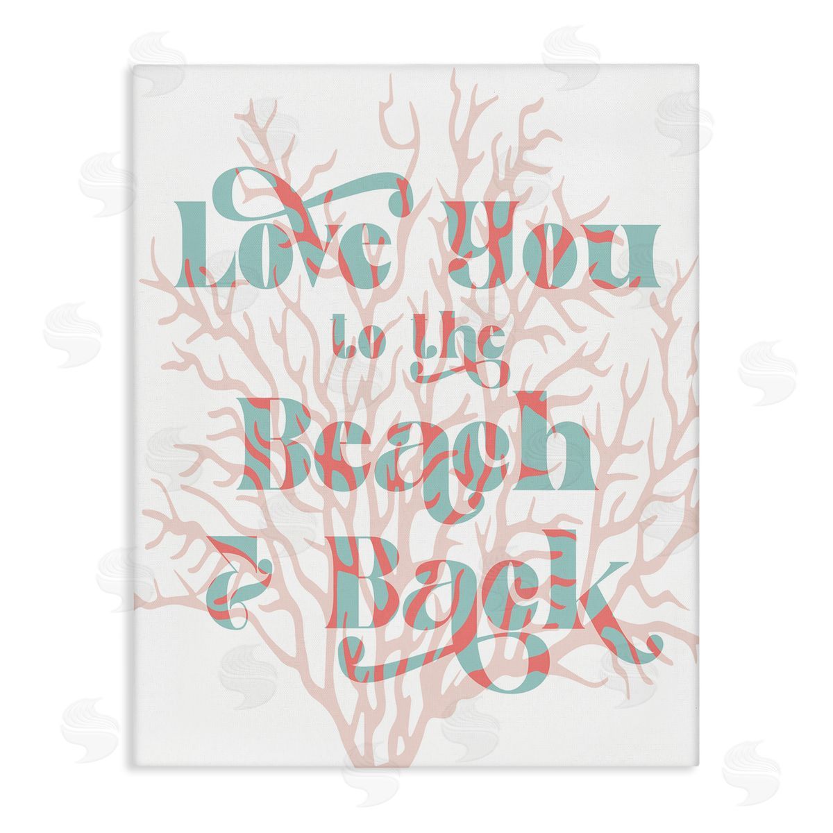 Stupell Studio Love You Beach Layered Coral Lettering Romance Stretched Canvas Wall Art Print