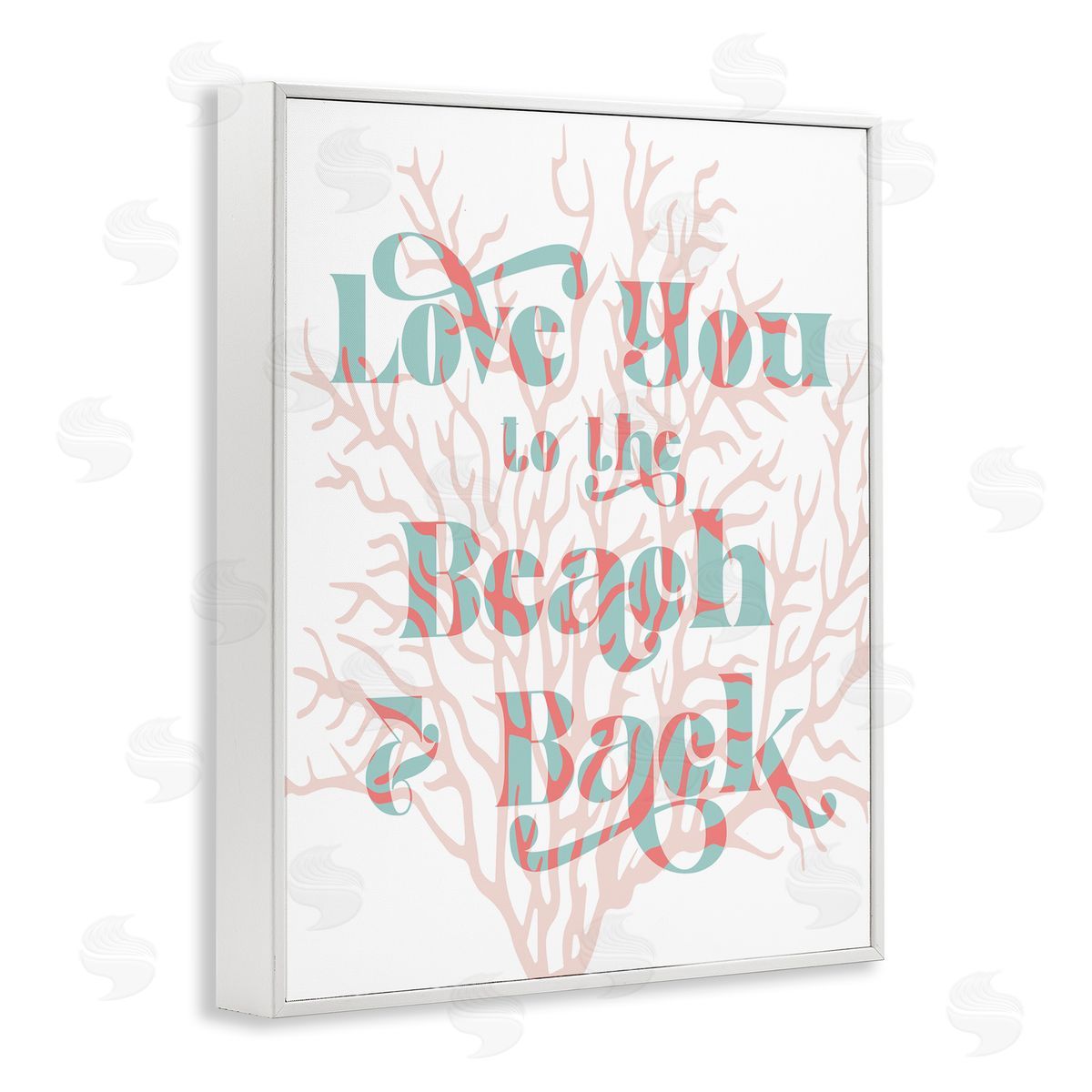 Stupell Studio Love You Beach Layered Coral Lettering Romance White Framed Giclee Wall Art Print