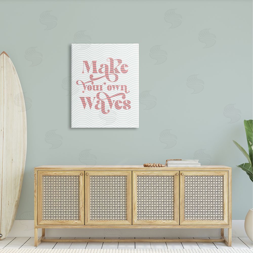 Stupell Studio Make Your Own Waves Groovy Patterned Stripes Canvas Wall Art Print in Room