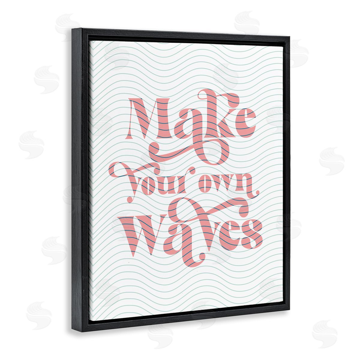 Stupell Studio Make Your Own Waves Groovy Patterned Stripes Black Floating Frame Canvas Wall Art Print
