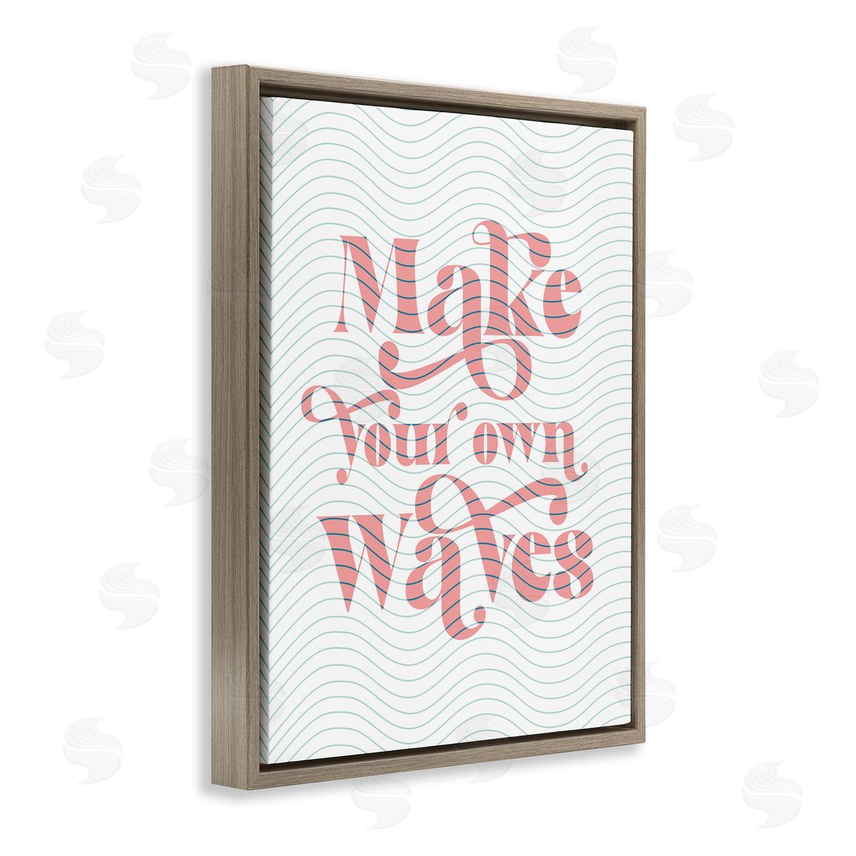 Stupell Studio Make Your Own Waves Groovy Patterned Stripes Brown Floating Frame Canvas Wall Art Print