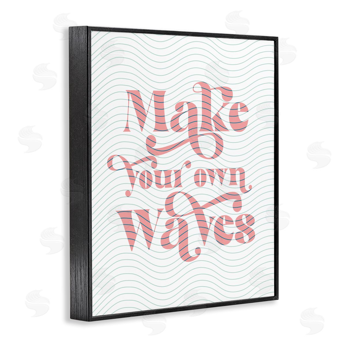 Stupell Studio Make Your Own Waves Groovy Patterned Stripes Black Framed Giclee Wall Art Print