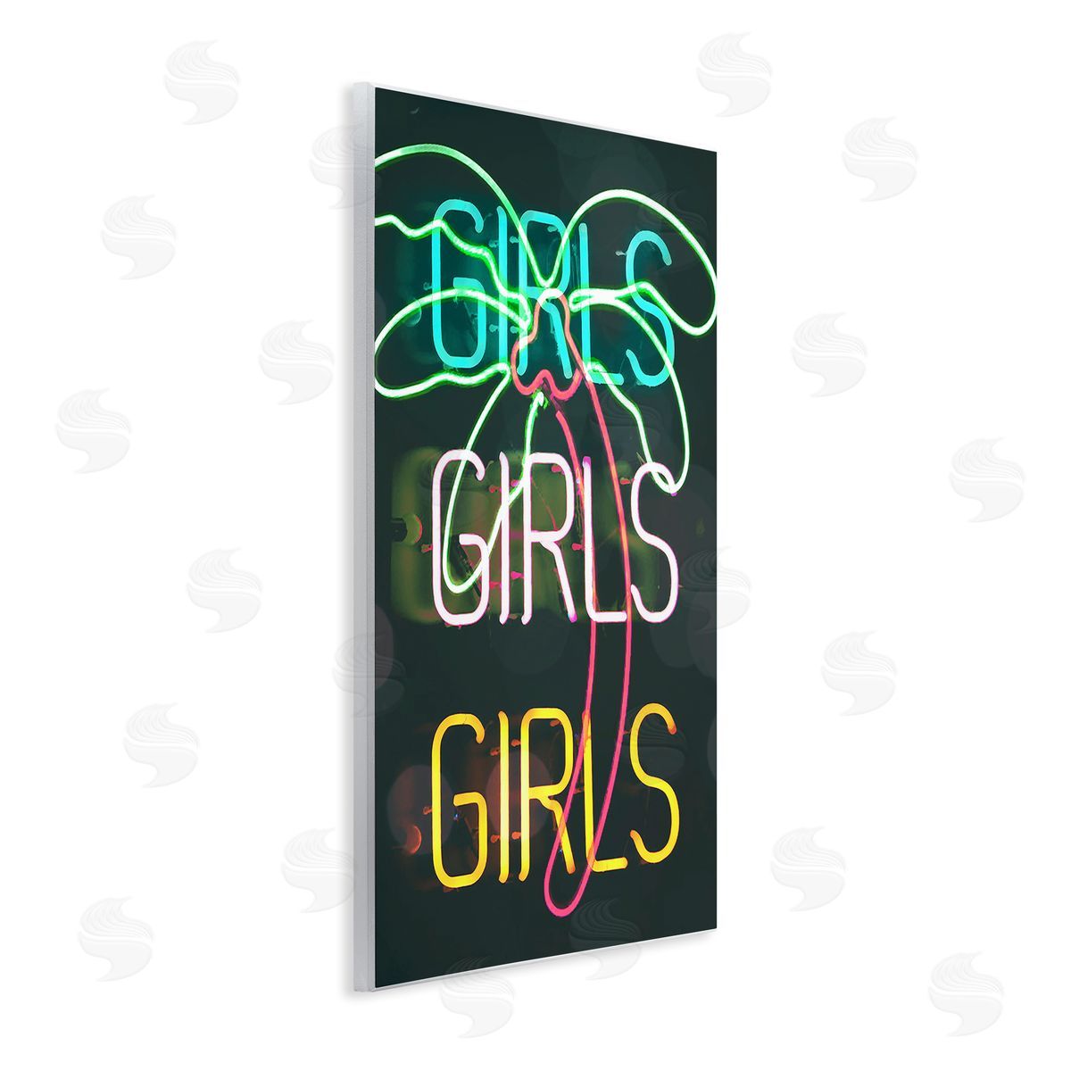 Stupell Studio Girls Neon Palm Tree Tropical Wall Plaque Art Print