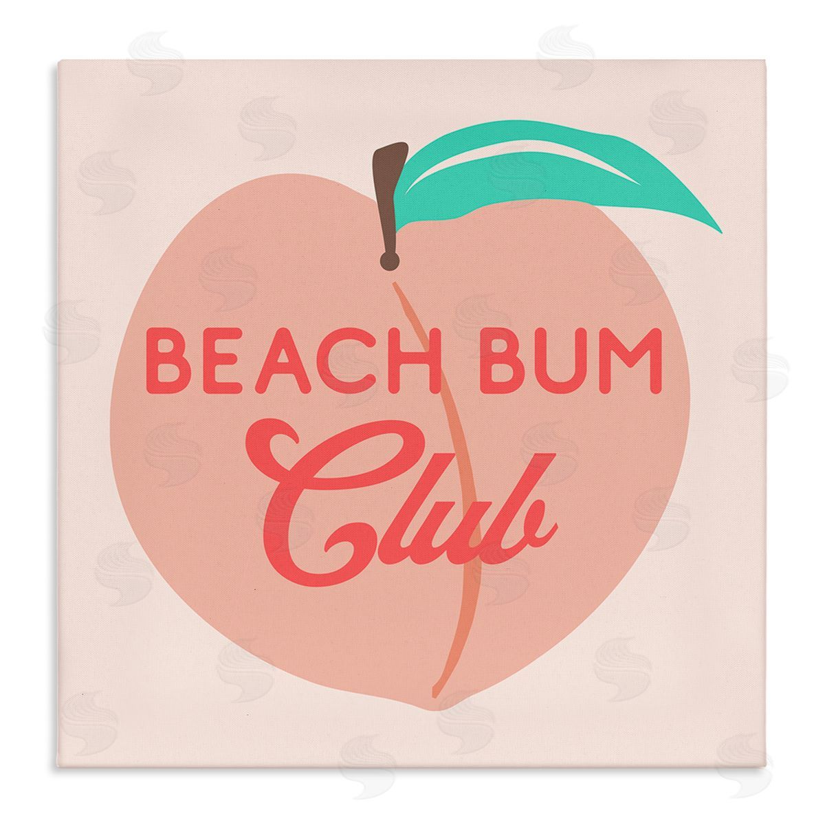 Stupell Studio Beach Bum Club Pink Peach Illustration Phrase Stretched Canvas Wall Art Print