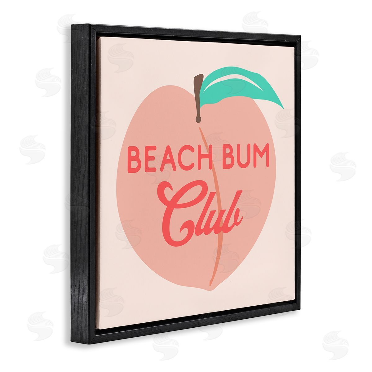Stupell Studio Beach Bum Club Pink Peach Illustration Phrase Black Floating Frame Canvas Wall Art Print