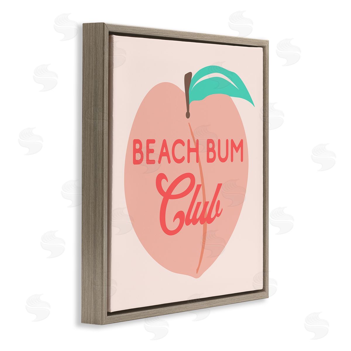 Stupell Studio Beach Bum Club Pink Peach Illustration Phrase Brown Floating Frame Canvas Wall Art Print