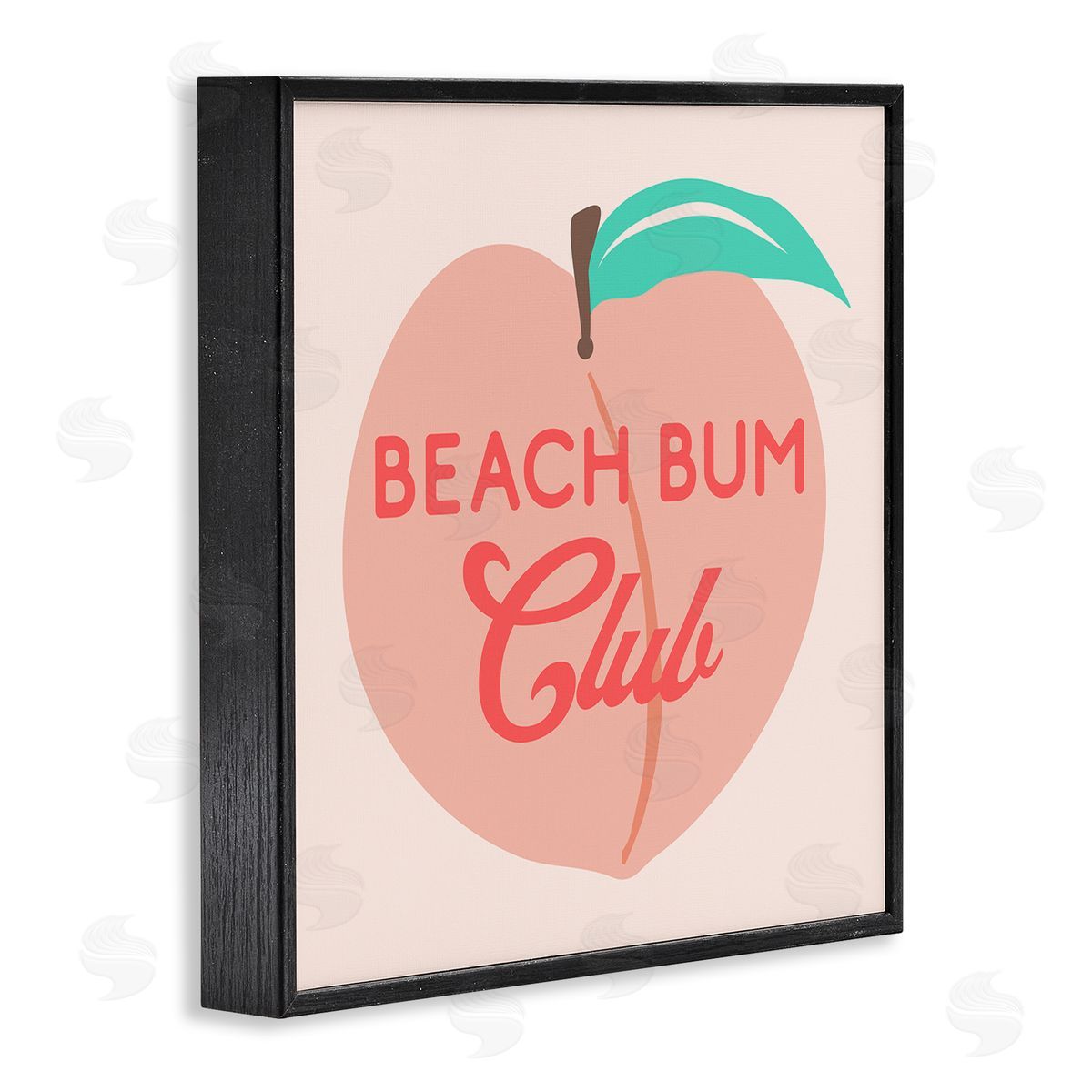 Stupell Studio Beach Bum Club Pink Peach Illustration Phrase Black Framed Glicee Wall Art Print