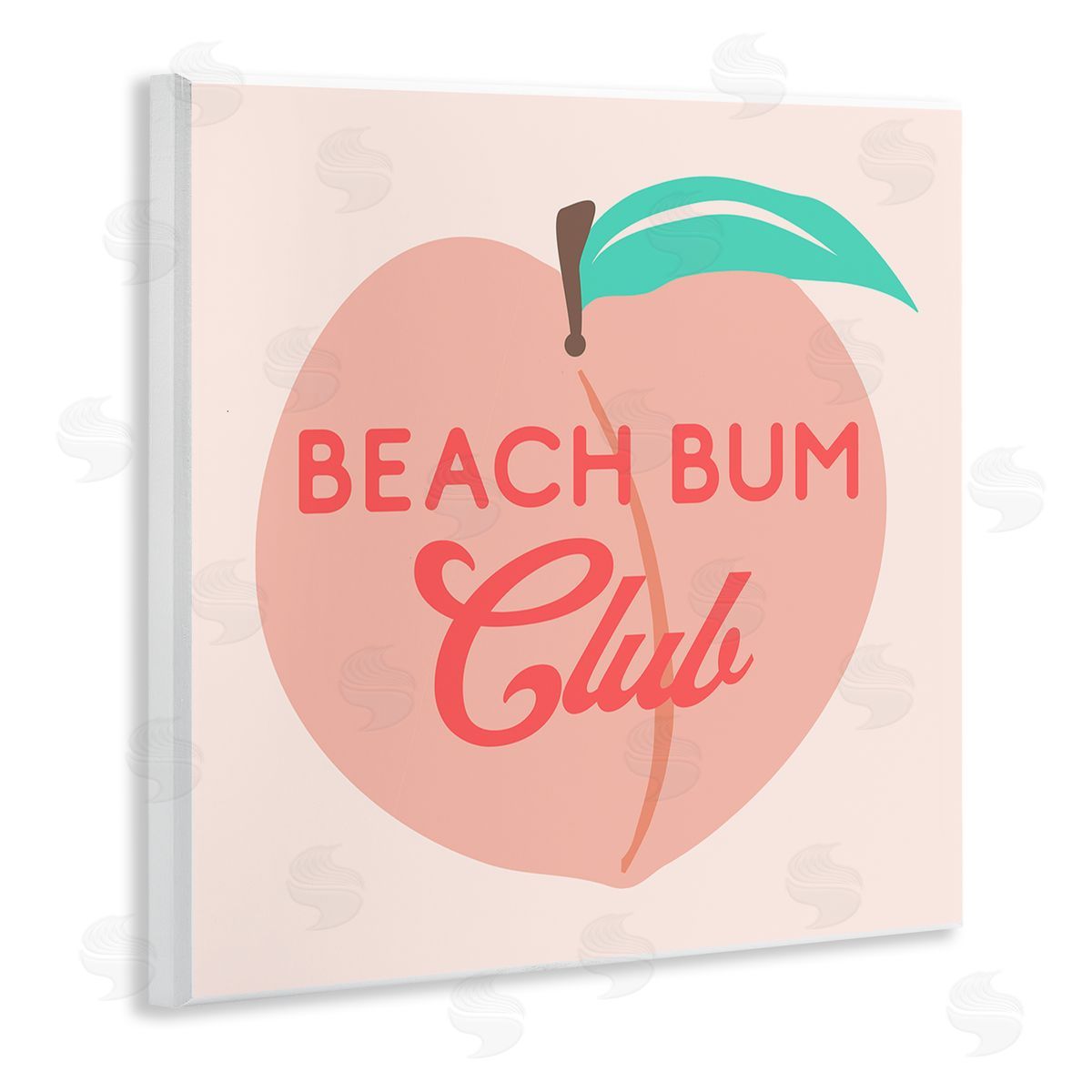 Stupell Studio Beach Bum Club Pink Peach Illustration Phrase Wooden Wall Plaque Art Print