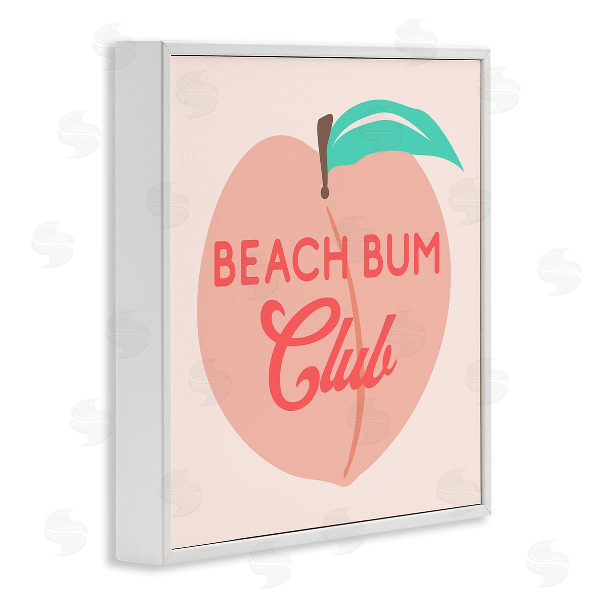 Stupell Studio Beach Bum Club Pink Peach Illustration Phrase White Framed Glicee Wall Art Print
