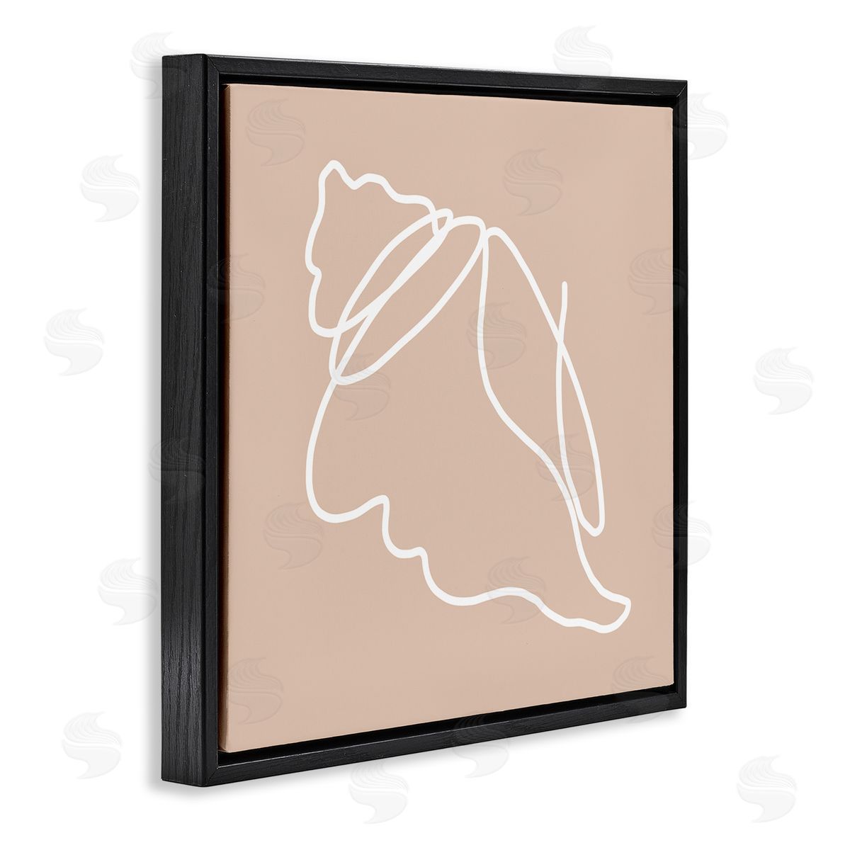 Stupell Studio Casual Line Doodle Seashell Ocean Life Drawing Black Floating Frame Canvas Wall Art Print
