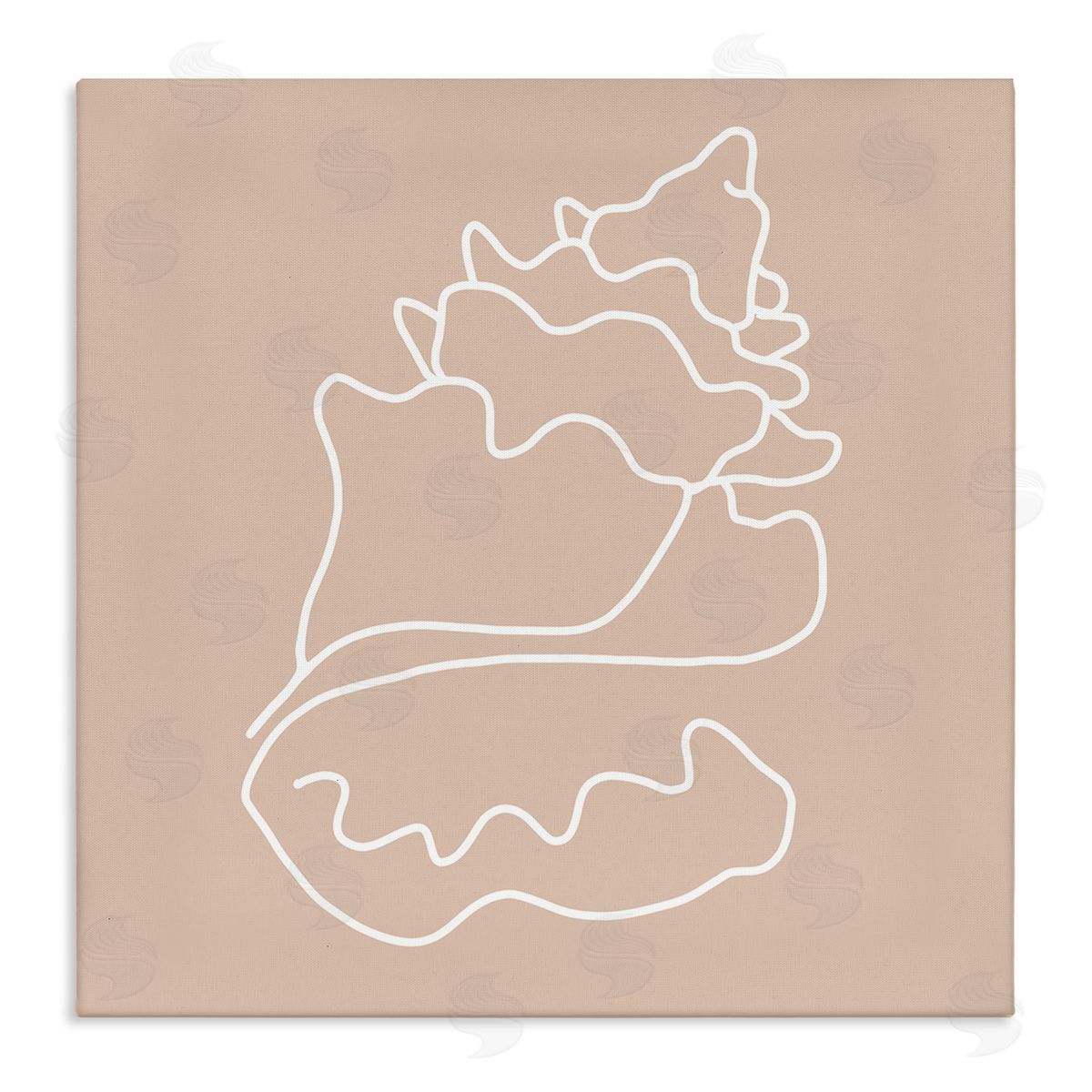 Stupell Studio Conch Shell Line Doodle Minimal Beige Beach Stretched Canvas Wall Art Print