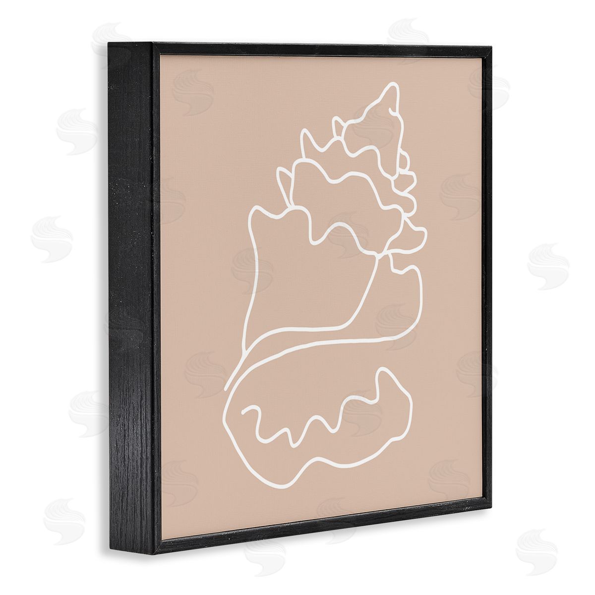 Stupell Studio Conch Shell Line Doodle Minimal Beige Beach Black Framed Glicee Wall Art Print