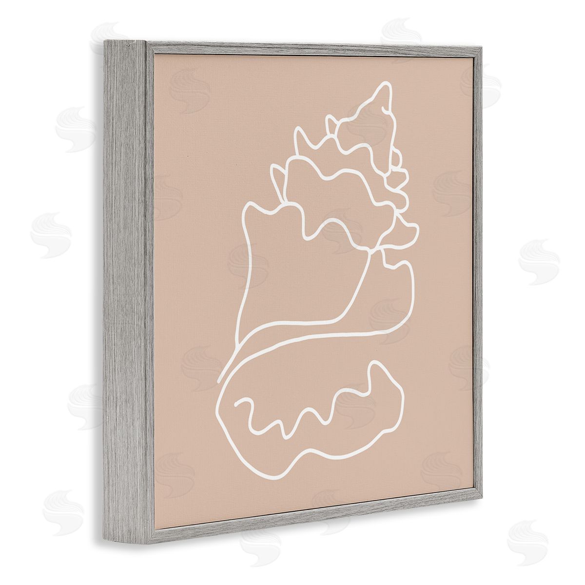 Stupell Studio Conch Shell Line Doodle Minimal Beige Beach Gray Framed Glicee Wall Art Print