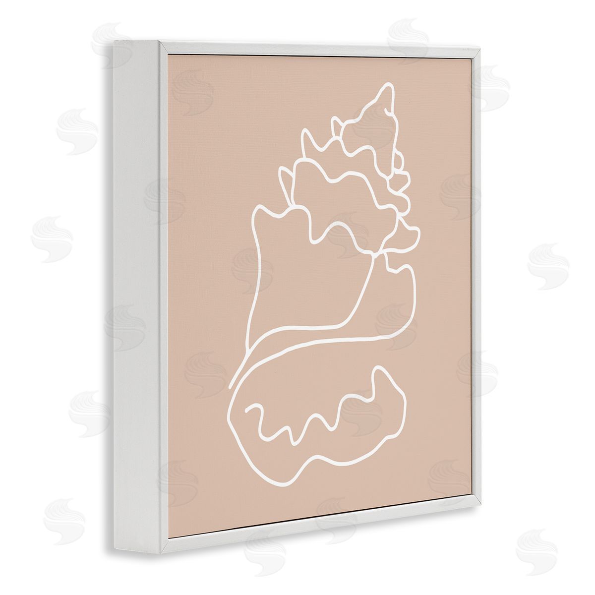 Stupell Studio Conch Shell Line Doodle Minimal Beige Beach White Framed Glicee Wall Art Print