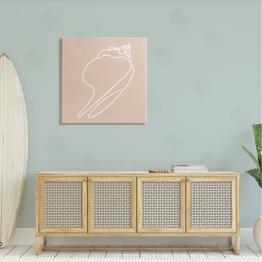 Stupell Studio Sea Shell Beach Ocean Life Line Drawing  Canvas Wall Art in Room