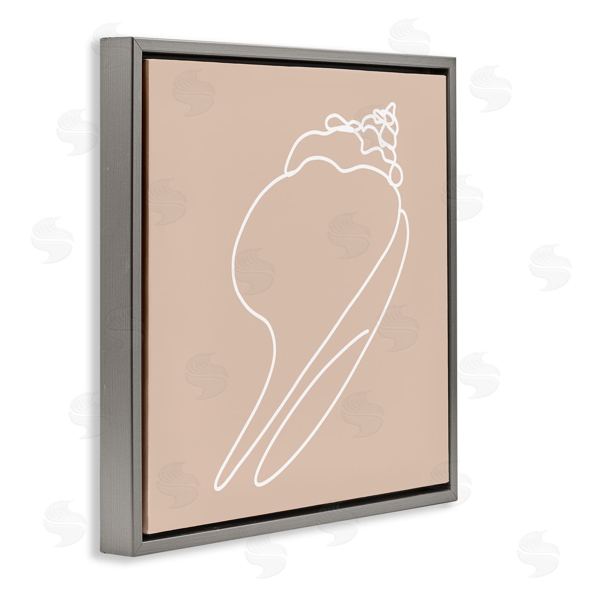 Stupell Studio Sea Shell Beach Ocean Life Line Drawing  Gray Floating Frame Canvas Wall Art Print