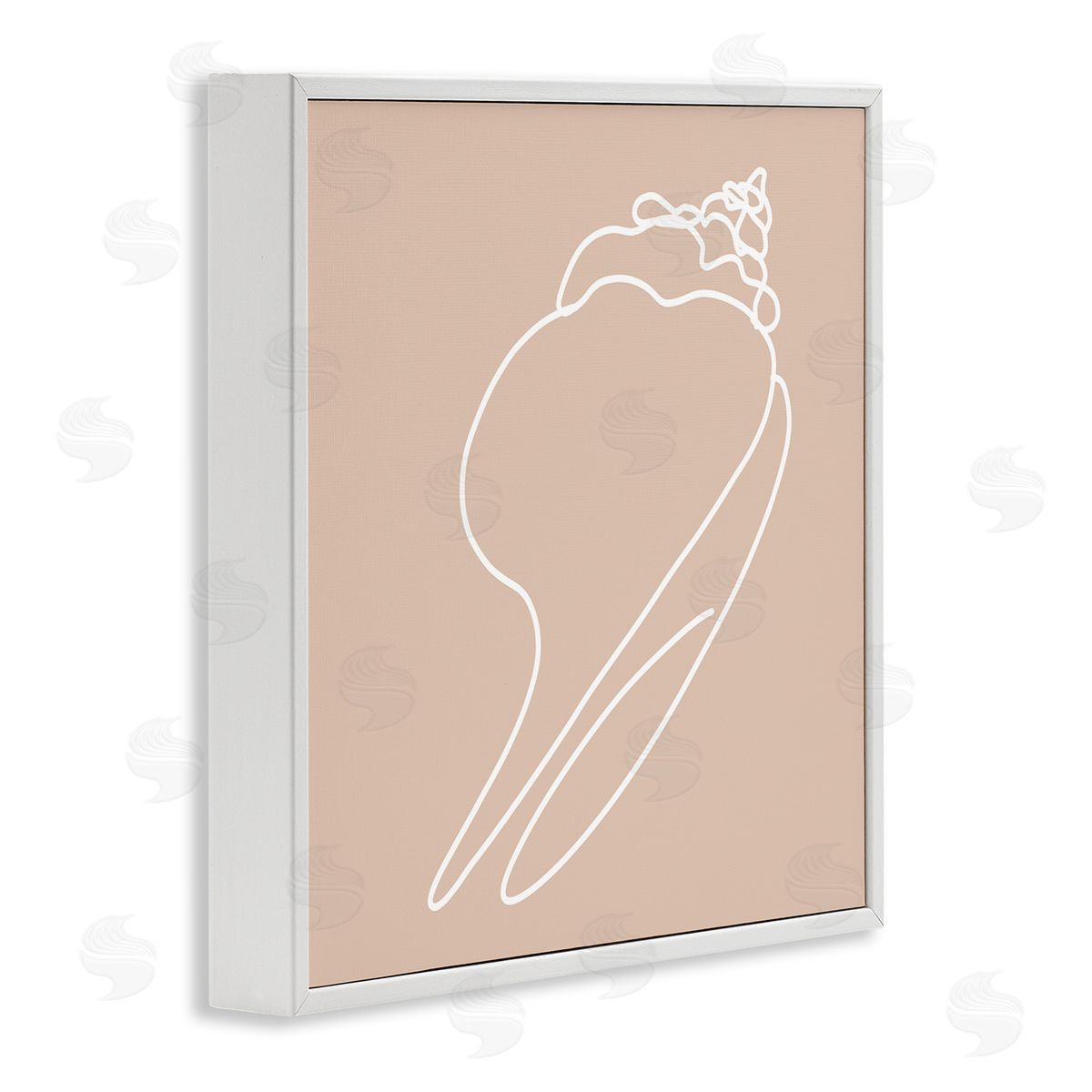 Stupell Studio Sea Shell Beach Ocean Life Line Drawing  White Framed Glicee Wall Art Print