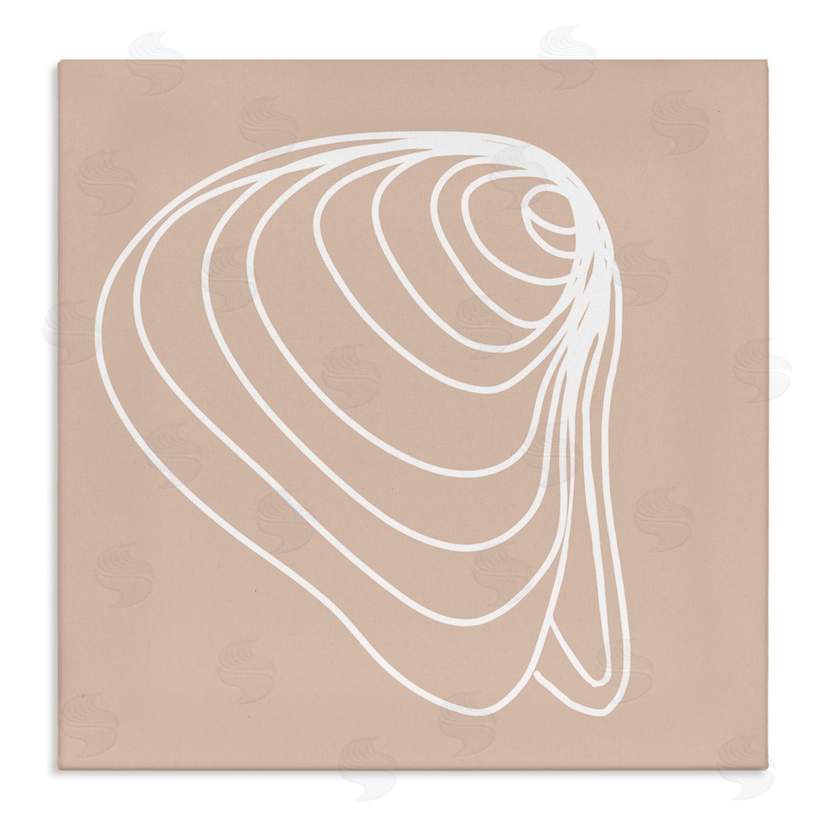 Stupell Studio Clam Shell Seashell Stripes Casual Line Doodle Stretched Canvas Wall Art Print