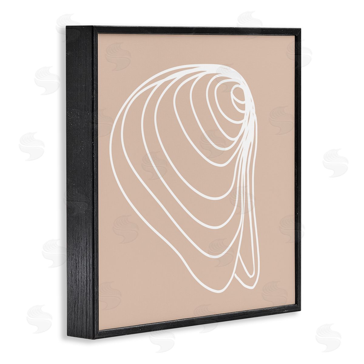 Stupell Studio Clam Shell Seashell Stripes Casual Line Doodle Black Framed Glicee Wall Art Print