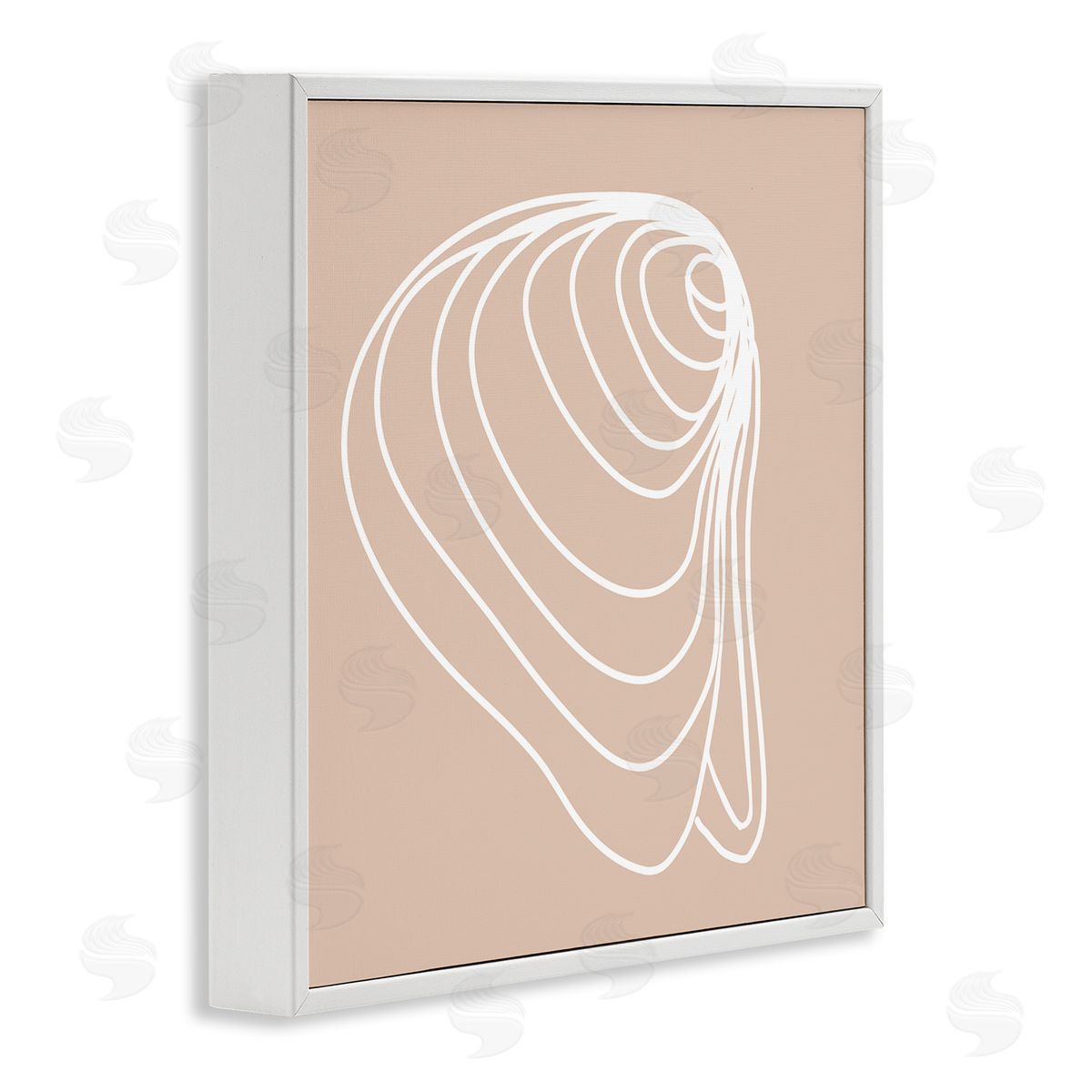 Stupell Studio Clam Shell Seashell Stripes Casual Line Doodle White Framed Glicee Wall Art Print
