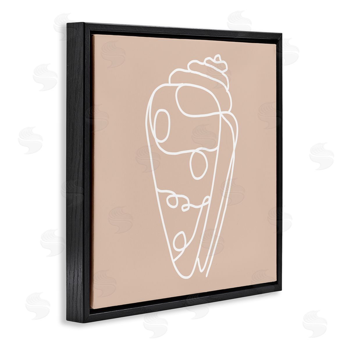 Stupell Studio Patterned Sea Shell Line Doodle Beach Ocean Black Floating Frame Canvas Wall Art Print